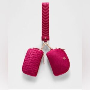 NWT Lululemon Athletica Monogram Velvet Berry Rumble Wristlet Set